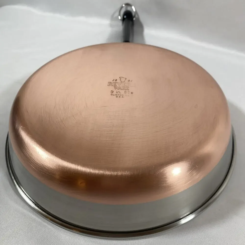 Revere Ware 9” Skillet Frying Pan Lid Copper Bottom Clinton 89 e Stainless Steel